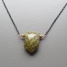 Collana Girocollo Con Catena Brunito Argento 925 E Serpentite Pentagono Gocce Piatte Sfaccettate A mano
