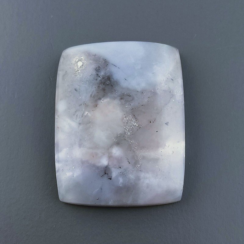Agata Fossile Grigio Naturale FormaCuscino Piatto Cabochon Liscio Fatto a Mano 27X21X5mm 6,30gm 1pz