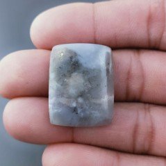 Agata Fossile Grigio Naturale FormaCuscino Piatto Cabochon Liscio Fatto a Mano 27X21X5mm 6,30gm 1pz