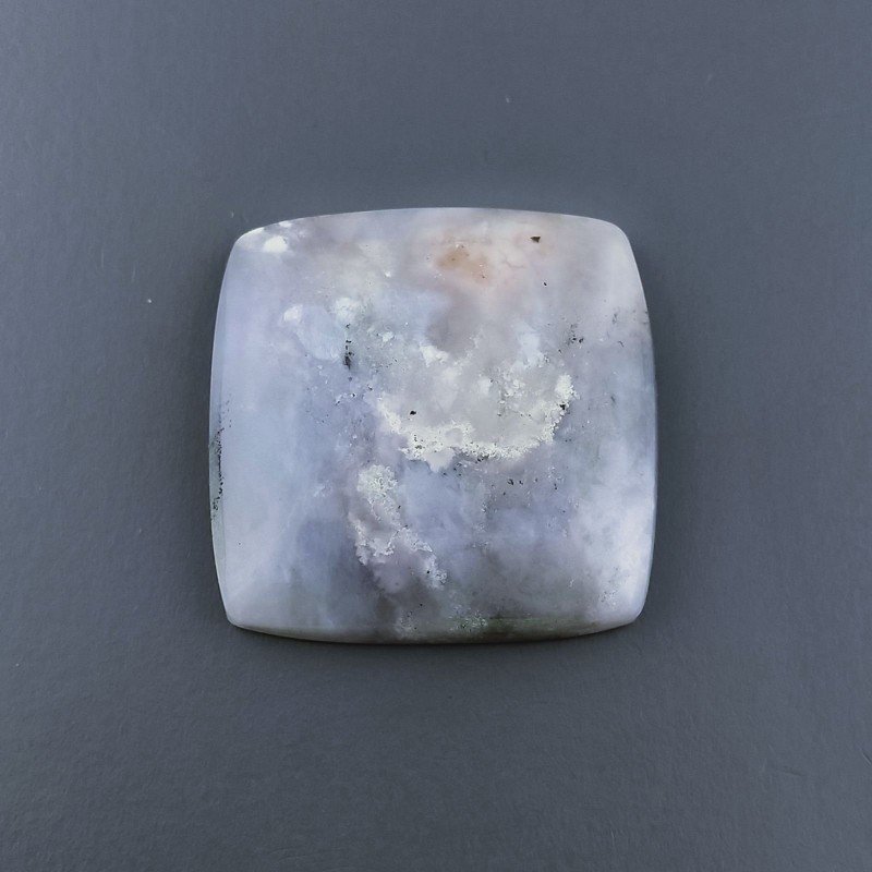 Agata Fossile Grigio Naturale FormaCuscino Piatto Cabochon Liscio Fatto a Mano 22X22X5mm 4,60gm 1pz