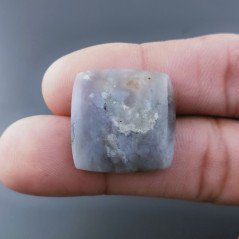 Agata Fossile Grigio Naturale FormaCuscino Piatto Cabochon Liscio Fatto a Mano 22X22X5mm 4,60gm 1pz