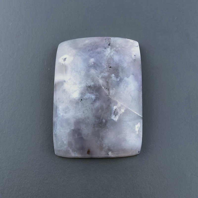 Agata Fossile Grigio Naturale FormaCuscino Piatto Cabochon Liscio Fatto a Mano 27X19X5mm 5,75gm 1pz