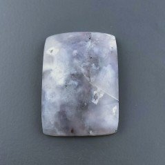 Agata Fossile Grigio Naturale FormaCuscino Piatto Cabochon Liscio Fatto a Mano 27X19X5mm 5,75gm 1pz
