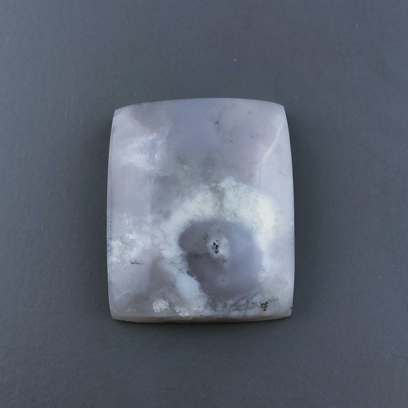 Agata Fossile Grigio Naturale FormaCuscino Piatto Cabochon Liscio Fatto a Mano 23X19X6mm 5,41gm 1pz