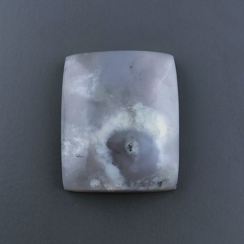 Agata Fossile Grigio Naturale FormaCuscino Piatto Cabochon Liscio Fatto a Mano 23X19X6mm 5,41gm 1pz
