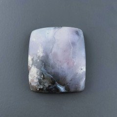 Agata Fossile Grigio Naturale FormaCuscino Piatto Cabochon Liscio Fatto a Mano 23X20X5mm 6,22gm 1pz