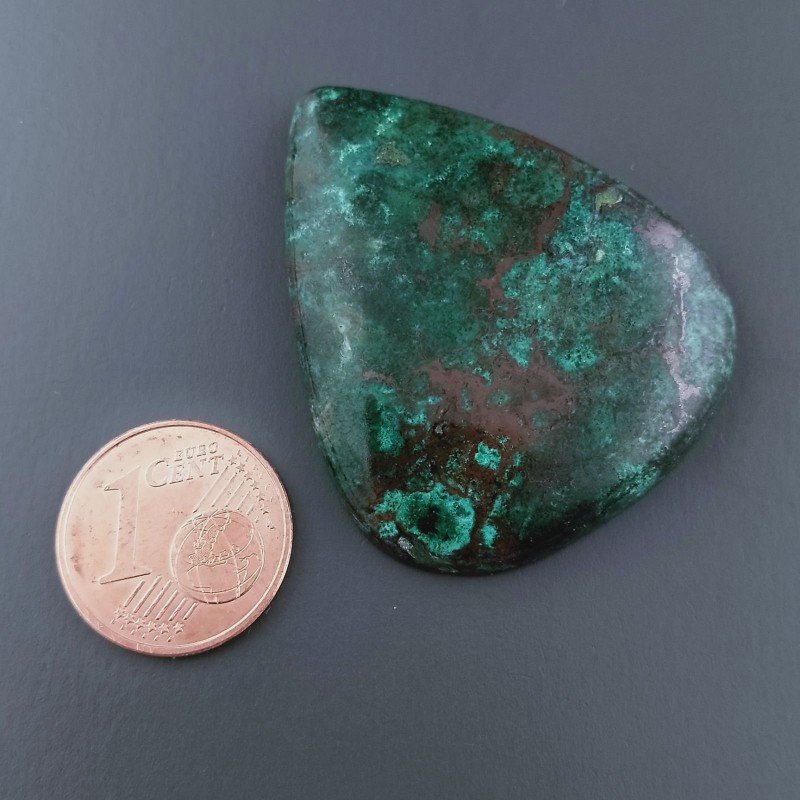 Crisocola Naturale Forma Goccia Piatto Cabochon Liscio Fatto a Mano 38X30x6mm 12,43gm 1pz