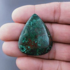 Crisocola Naturale Forma Goccia Piatto Cabochon Liscio Fatto a Mano 38X30x6mm 12,43gm 1pz