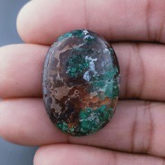 Crisocola Naturale Forma Ovale Piatto Cabochon Liscio Fatto a Mano 32X23x5mm 7.90gm 1pz
