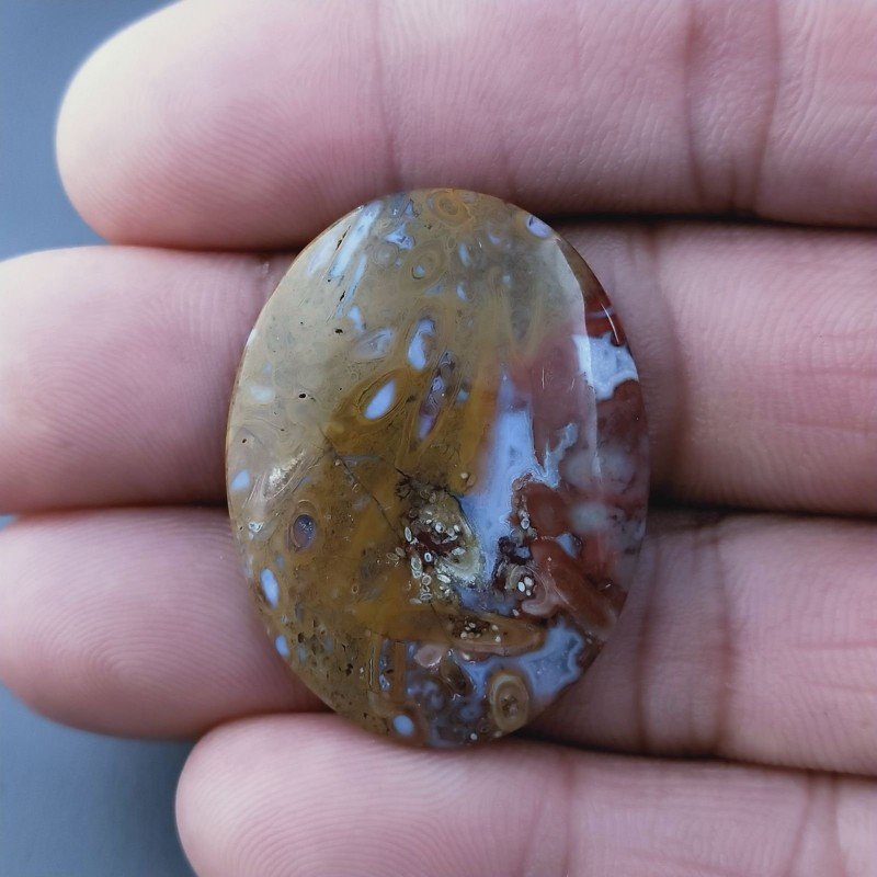 Agata Radice di Palma Naturale Forma Ovale Piatto Cabochon Liscio Fatto a Mano 34X25mm 6.9gm 1pz Agata Radice di Palma Naturale Forma Ovale Piatto Cabochon Liscio Fatto a Mano 34X25mm 6.9gm 1pz
