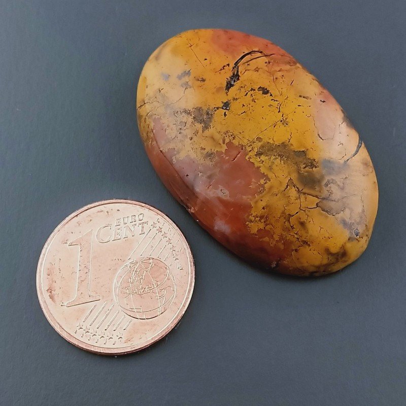 Agata Pennacchio Naturale Forma Ovale Piatto Cabochon Liscio Fatto a Mano 31X19X5mm 6,75gm 1pz