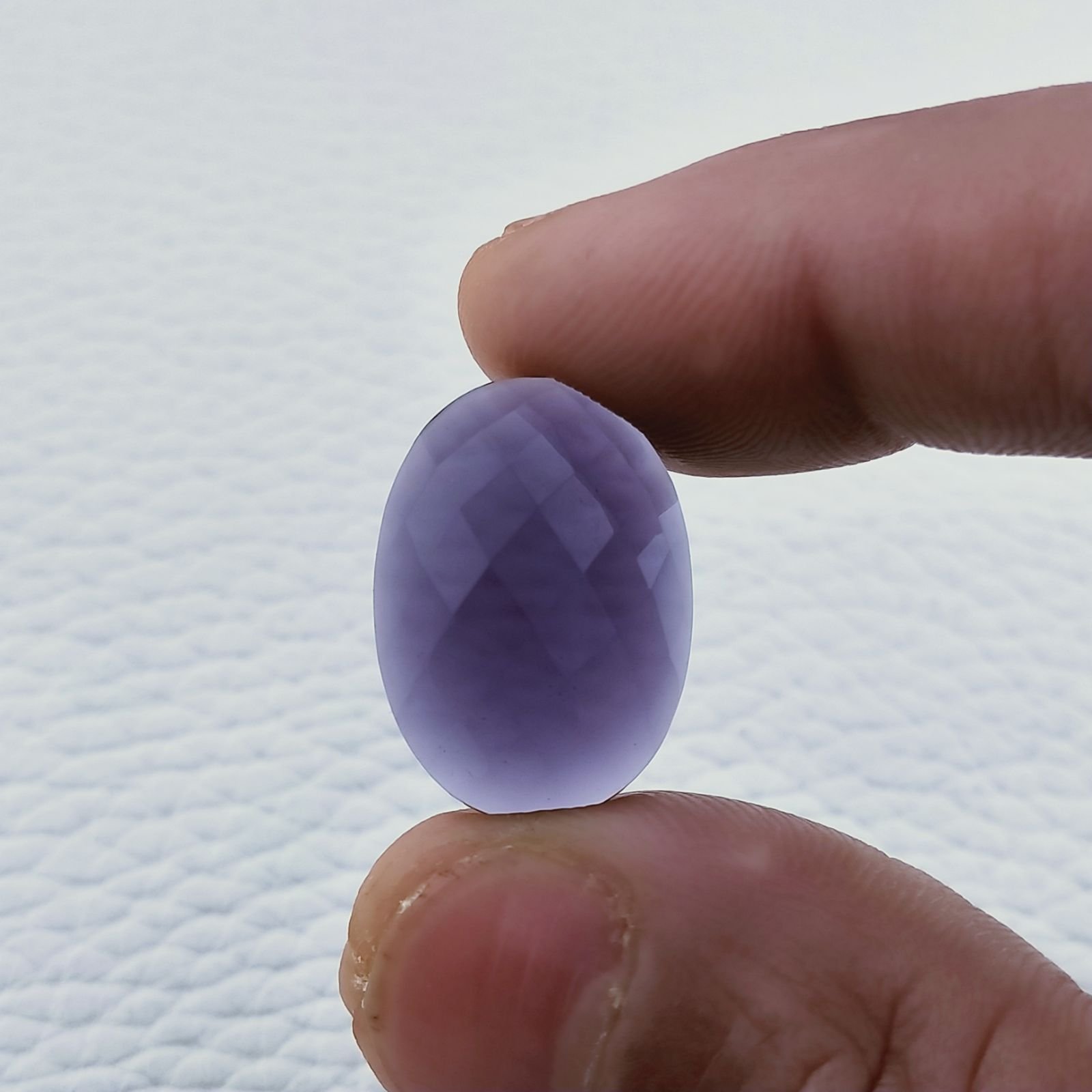 Ametista Africana Idrotermale Forma Ovale Piatto Cabochon Sfaccettata Fatto a Mano 22X16X9mm 21,50 Carati 1pz