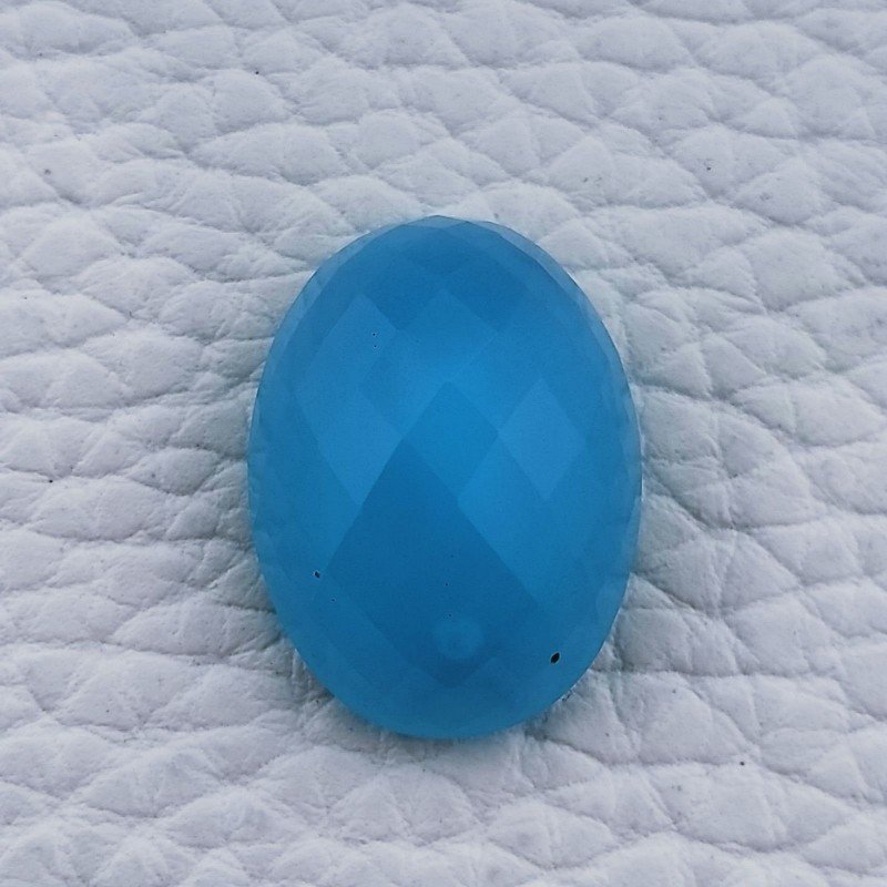Calcedonio Azzurro-Verde Forma Ovale Piatto Cabochon Sfacettato Fatto a Mano 21X16X8mm 19,90 Carati 1pz