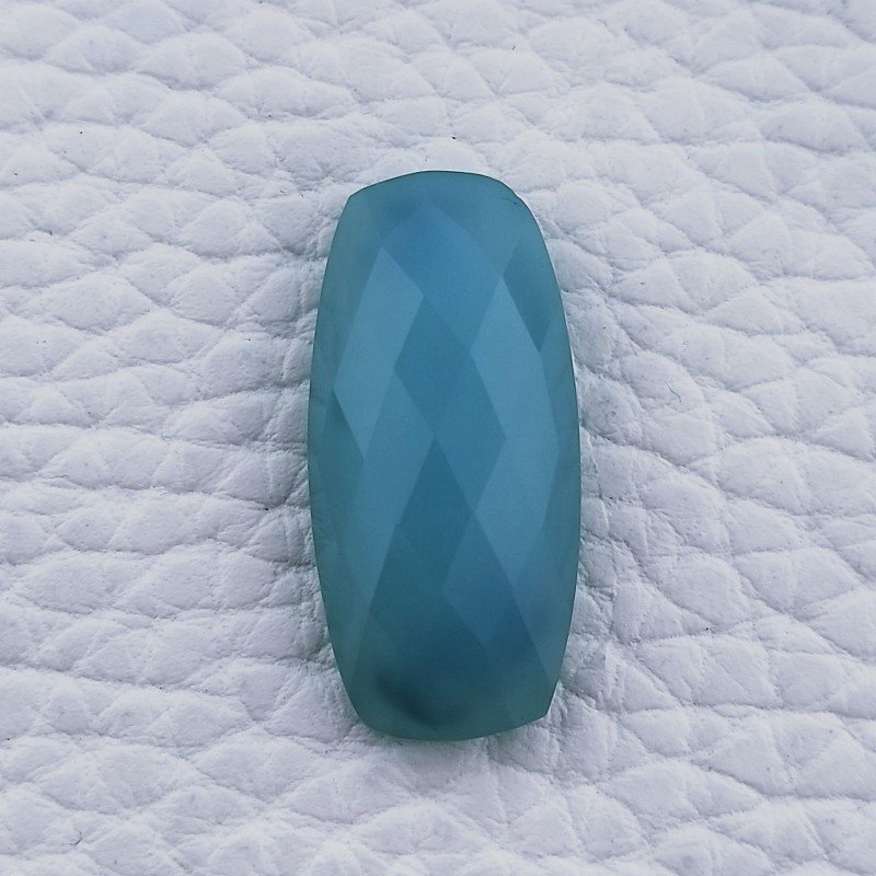 Calcedonio Azzurro-Verde Forma Ovale Piatto Cabochon Sfacettato Fatto a Mano 25X12X6mm 14,50 Carati 1pz