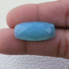 Calcedonio Azzurro-Verde Forma Ovale Piatto Cabochon Sfacettato Fatto a Mano 25X12X6mm 14,50 Carati 1pz
