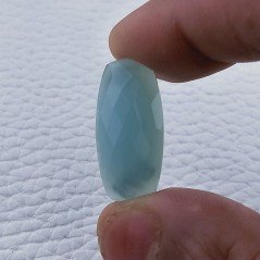 Calcedonio Azzurro-Verde Forma Ovale Piatto Cabochon Sfacettato Fatto a Mano 25X12X6mm 14,50 Carati 1pz