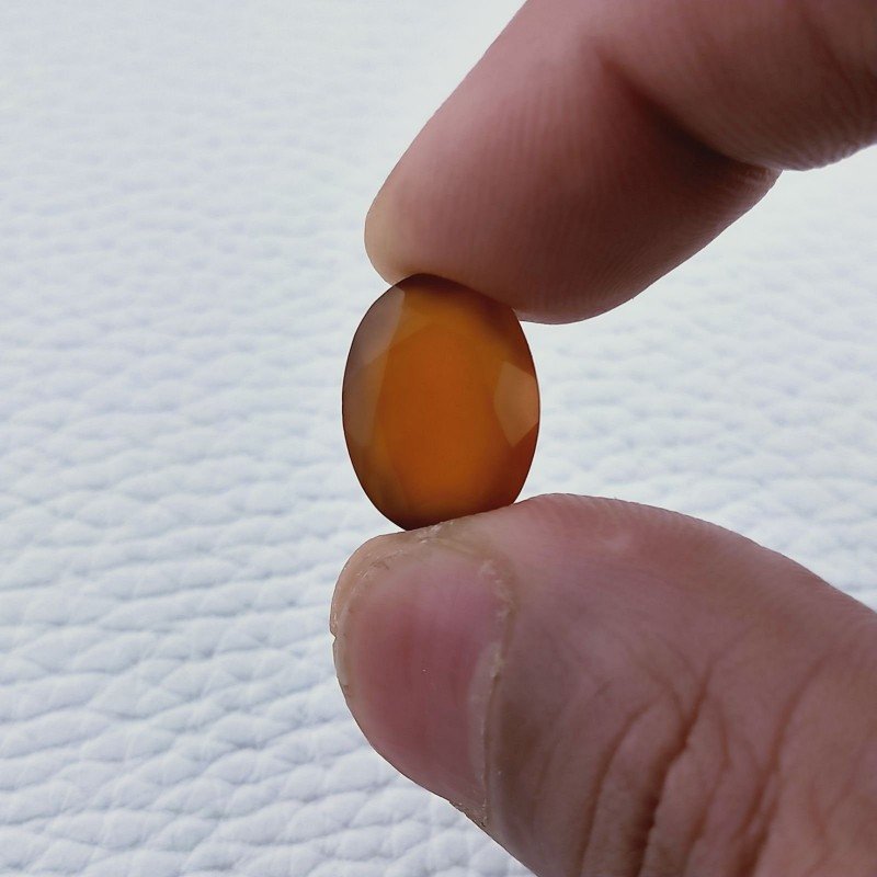 Calcedonio Giallo Taglio Ovale Sfaccettata Fatto a Mano Gemma Sciolta 15X11X6mm 8,05 Carati 1pz