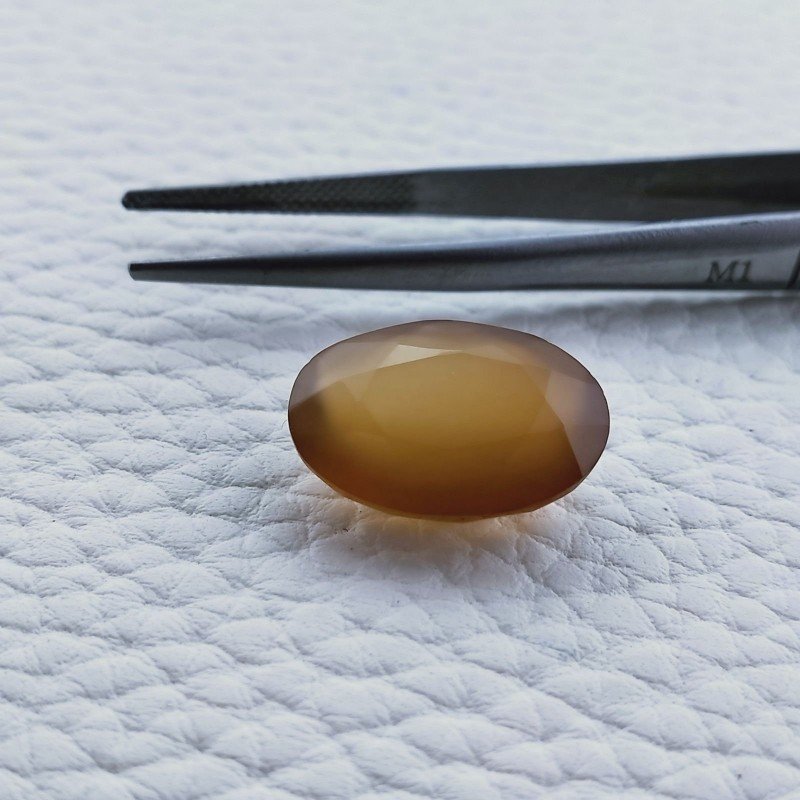 Calcedonio Giallo Taglio Ovale Sfaccettata Fatto a Mano Gemma Sciolta 18X13X7mm 10,30 Carati 1pz