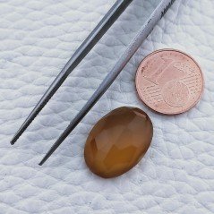 Calcedonio Giallo Taglio Ovale Sfaccettata Fatto a Mano Gemma Sciolta 18X13X7mm 10,30 Carati 1pz