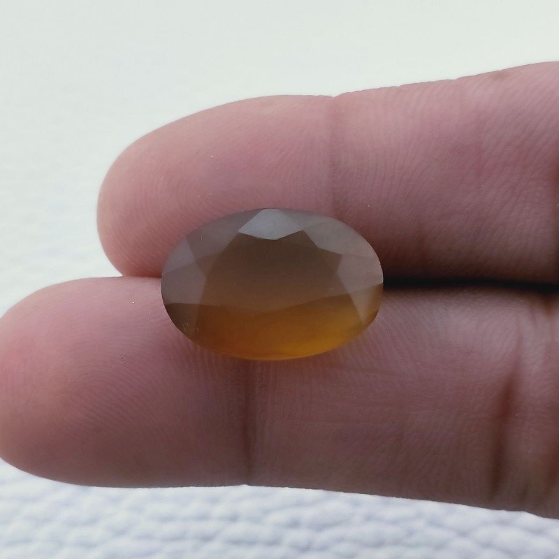 Calcedonio Giallo Taglio Ovale Sfaccettata Fatto a Mano Gemma Sciolta 18X13X7mm 10,30 Carati 1pz
