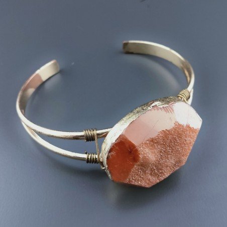 Bracciale Di Ottone Dorato Rigidi Con Druzy