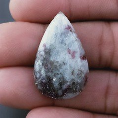 Cabochon di Lepidolite Naturale Goccia, Piatto e Liscio, 32x20x7 mm, 6,40 g, Fatto a Mano