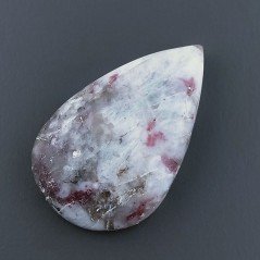 Cabochon di Lepidolite Naturale Goccia, Piatto e Liscio, 32x20x7 mm, 6,40 g, Fatto a Mano