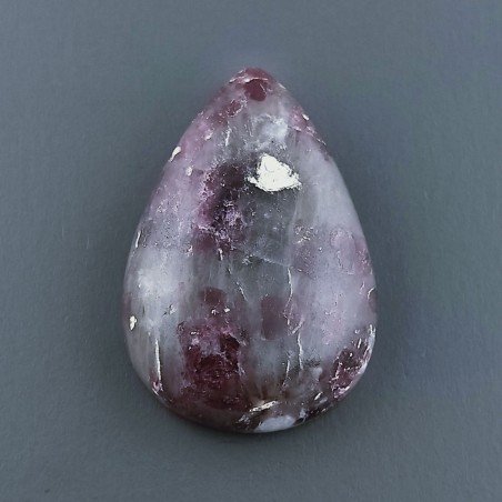 Lepidolite Naturale Forma Goccia Piatto Cabochon Liscio Fatto a Mano 24X17X6mm 4,50gm 1pz