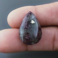 Cabochon di Lepidolite Naturale Goccia, Piatto e Liscio, 24x17x6 mm, 4,50 g, Fatto a Mano