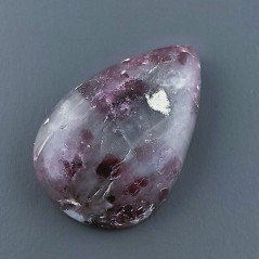 Cabochon di Lepidolite Naturale Goccia, Piatto e Liscio, 24x17x6 mm, 4,50 g, Fatto a Mano