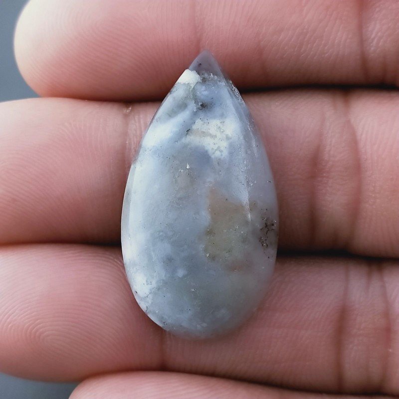 Lepidolite Naturale Forma Goccia Piatto Cabochon Liscio Fatto a Mano 32X17X6mm 4,45gm 1pz