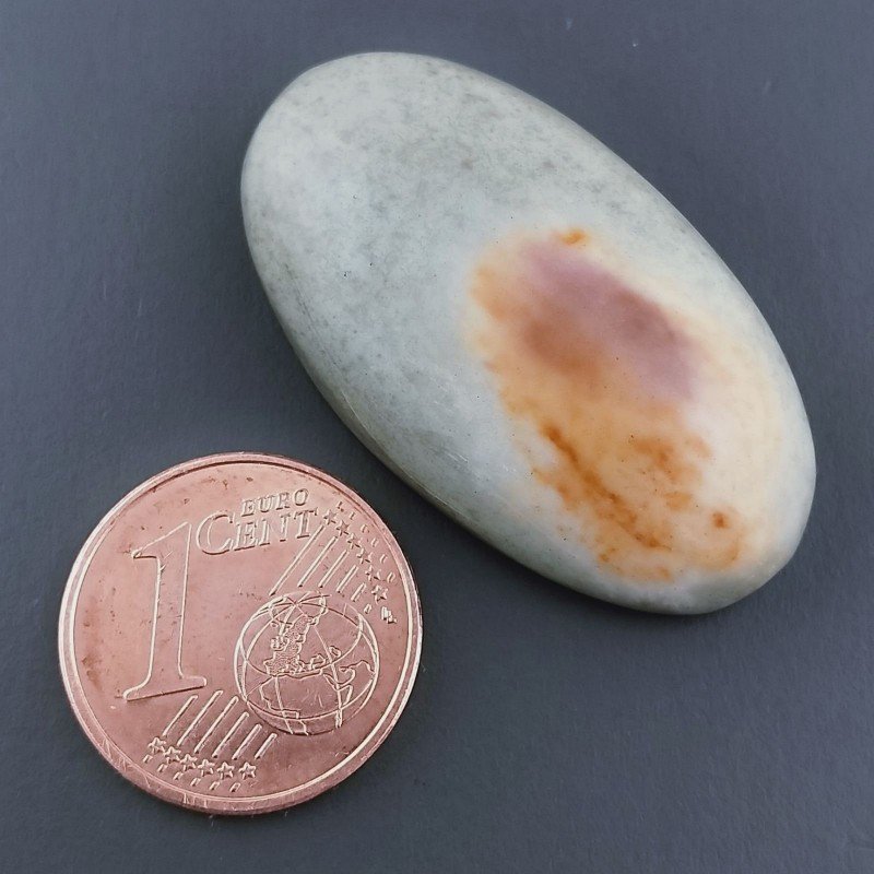 Diaspro Poligramma Naturale Forma Ovale Piatto Cabochon Liscio Fatto a Mano 32X18mm 6,40gm 1pz