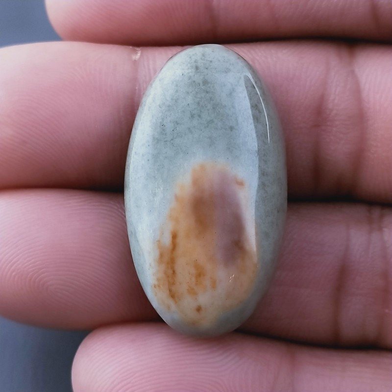 Diaspro Poligramma Naturale Forma Ovale Piatto Cabochon Liscio Fatto a Mano 32X18mm 6,40gm 1pz