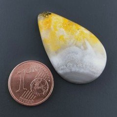 Diaspro Bumble Bee Naturale Forma Goccia Piatto Cabochon Liscio Fatto a Mano 32X19mm 5.05gm 1pz
