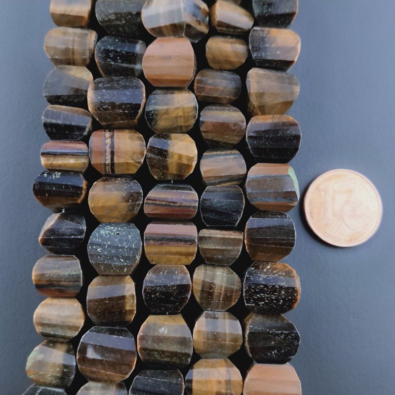 Occhio Di Tigre Naturale in Perline Forma Rondelle Twist Sfaccettato a Mano Foro Passante
