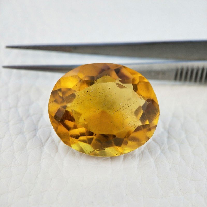 Quarzo Citrino Idrotermale Taglio Ovale Sfaccettata a Mano Gemma Sciolta 22X19X13mm 29,30 Carati 1pz