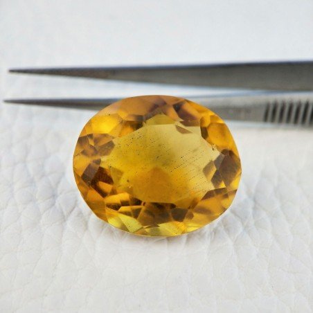 Quarzo Citrino Idrotermale Taglio Ovale Sfaccettata a Mano Gemma Sciolta 22X19X13mm 29,30 Carati 1pz