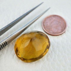 Quarzo Citrino Idrotermale Taglio Ovale Sfaccettata a Mano Gemma Sciolta 22X19X13mm 29,30 Carati 1pz