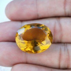 Quarzo Citrino Idrotermale Taglio Ovale Sfaccettata a Mano Gemma Sciolta 22X19X13mm 29,30 Carati 1pz