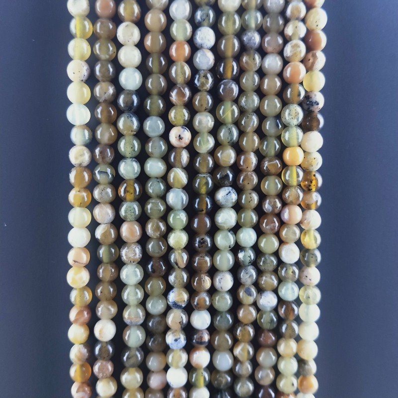 Opale Verde Madagascar Perline Forma Tondo Liscio 04mm