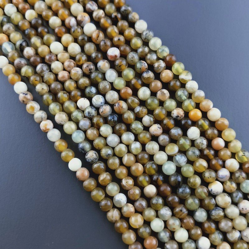 Opale Verde Madagascar Perline Forma Tondo Liscio 04mm