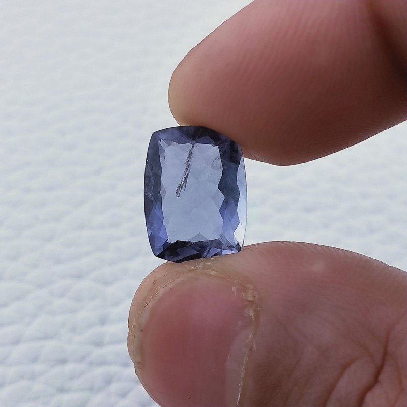 Iolite Naturale Taglio Cuscino Sfaccettata Fatto a Mano Gemma Sciolta 14X10X6mm 5,25 Carati 1pz