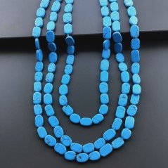 Collana pasta di turchese 3 fili ovale liscio piatto Collana pasta di turchese 3 fili ovale liscio piatto