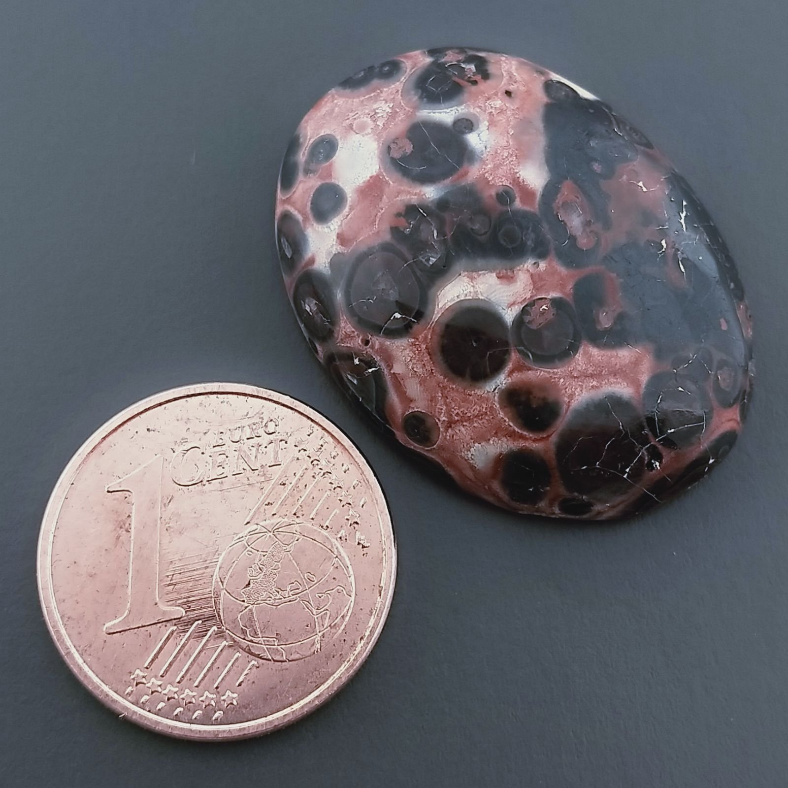 Diaspro Zebrato Marrone Naturale Forma Ovale Piatto Cabochon Liscio Fatto a Mano 25X18x6mm 4,05gm 1pz