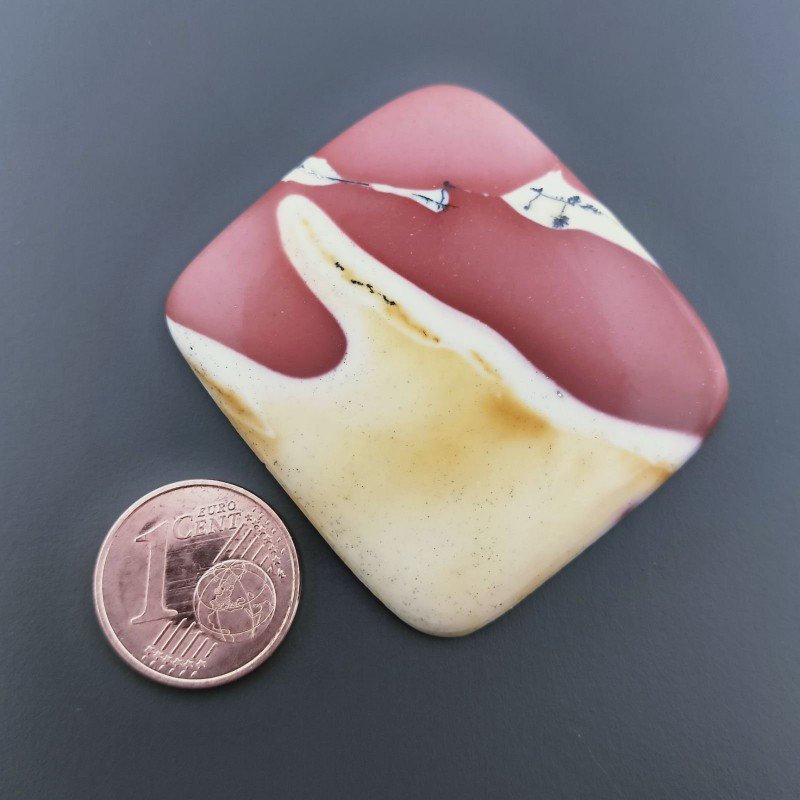 Mokaite Naturale Forma Quadrato Piatto Cabochon Liscio Fatto a Mano 49X35X6mm 15,40gm 1pz