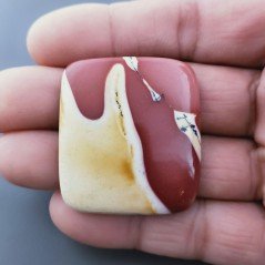 Mokaite Naturale Forma Quadrato Piatto Cabochon Liscio Fatto a Mano 49X35X6mm 15,40gm 1pz