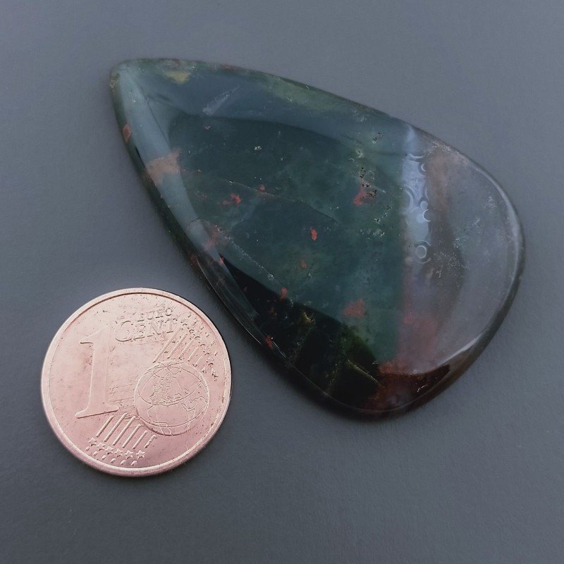 Eliotropio Naturale Forma Goccia Piatto Cabochon Liscio Fatto a Mano 42X26X5mm 9,16gm 1pz