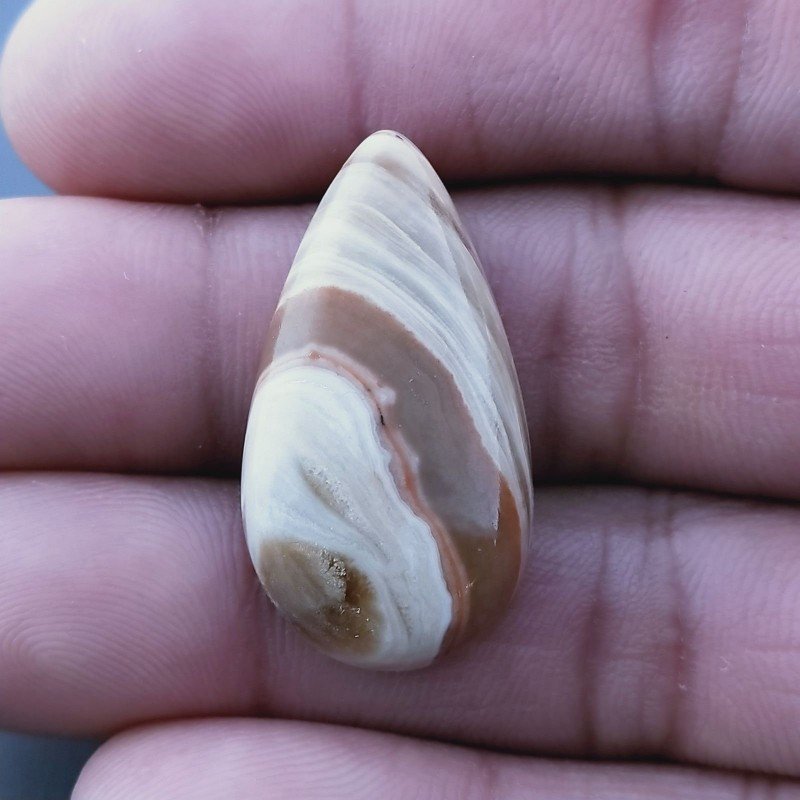 Kokoweef Cave Onyx Naturale Forma Goccia Piatto Cabochon Liscio Fatto a Mano 31X17X5mm 4,78gm 1pz