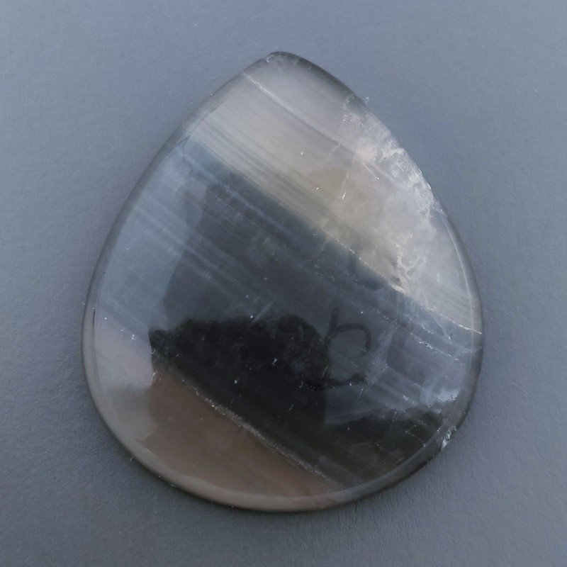 Fluorite Naturale Forma Goccia Piatto Cabochon Liscio Fatto a Mano 33X29X6mm 10,10gm