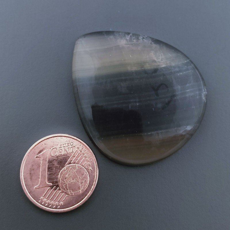 Fluorite Naturale Forma Goccia Piatto Cabochon Liscio Fatto a Mano 33X29X6mm 10,10gm